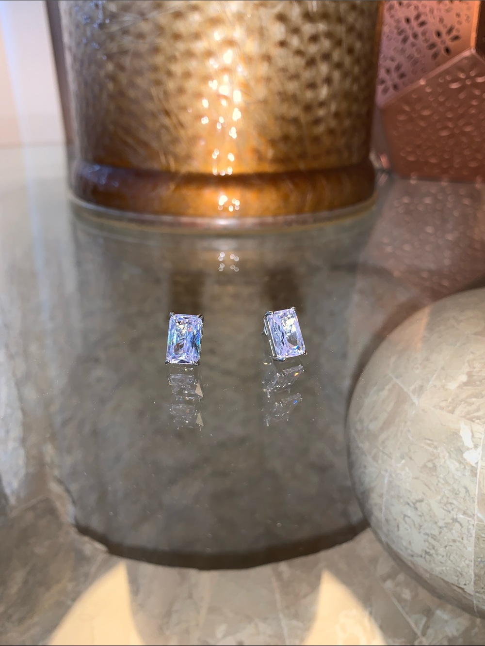 Lab created Aquamarine Sterling Silver Stud Earrings